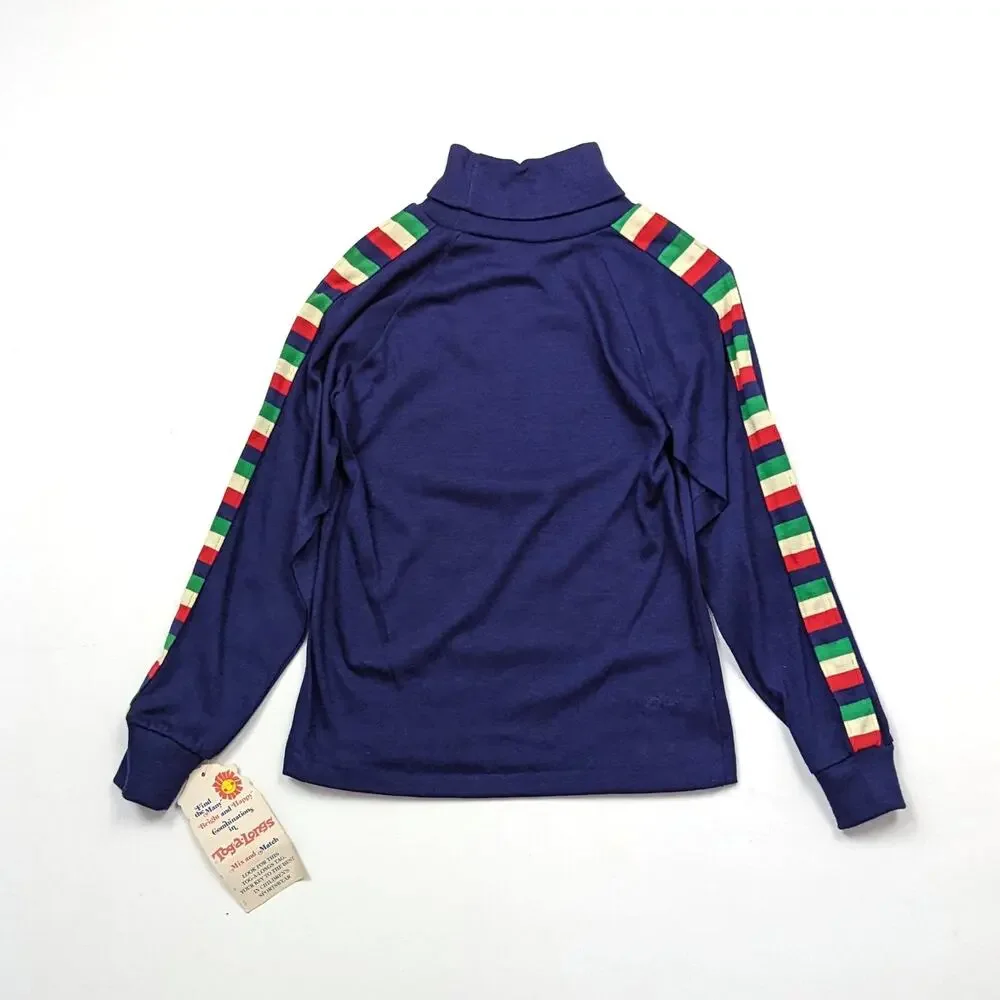 Vintage Tog-a-longs Turtleneck Boys Size 6X Navy Shirt Long Sleeve